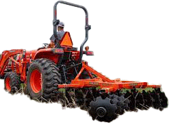 Skid steer attachments - Orange Tractor with food plot 3 point attachment