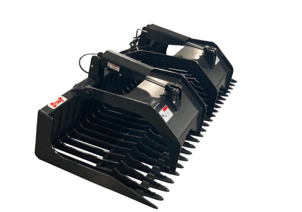 New! Stout - Skid Steer Rock Bucket Grapple with 3